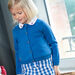 Child girl's medium blue checkered shorts in satin