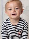 Baby Boy's White and Navy Stripe T-Shirt BAFLORIS / 21H1BG51TML001