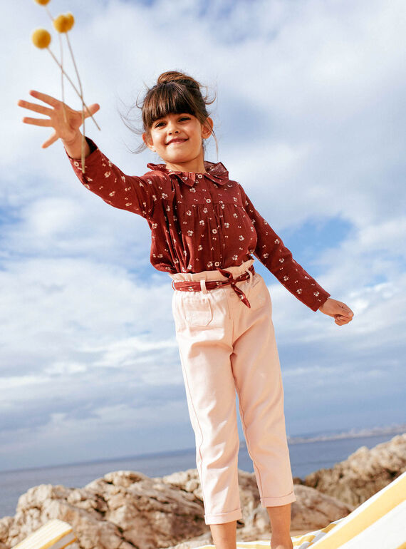 Child girl nude pants with floral print belt CAPATETTE / 22E2PF71PAND319