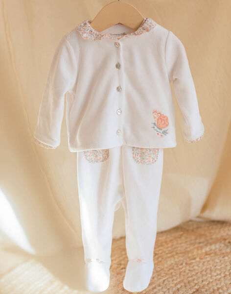 Velvet jumpsuit and jacket set with printed details girl birth COLOMBINE / 22E0NFC2ENS000
