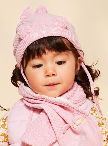 Pink knitted hat with 3D animation ears FIMADDY / 23E4BF52BON030