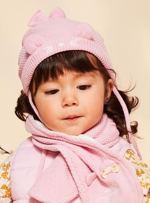 Pink knitted hat with 3D animation ears FIMADDY / 23E4BF52BON030