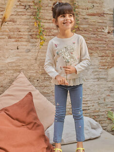 Child girl light denim jeans with floral print CEPOETTE / 22E2PFB1JEAP272