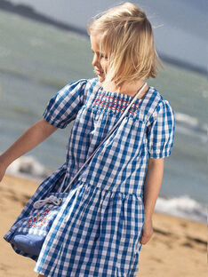 Child girl medium blue checkered dress CIBLETTE / 22E2PF83ROB208