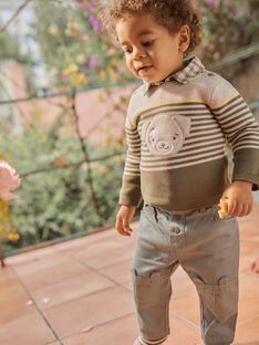 Baby boy's green twill pants animation rabbit CACIMEON / 22E1BGB1PAN614