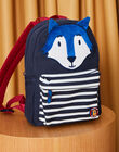 Canvas backpack with stripes and wolf animation DASACAGE / 22H4PGE1BESC205