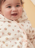 Hooded baby jacket in ecru tubique LOELIA / 24H0CF11VES001