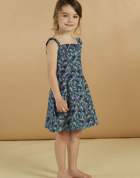Child girl blue dress with floral print CAUJAETTE 1 / 22E2PFU2RBSC242