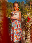 Ecru dress with blue and orange flower print KLOCROETTE / 24E2PFS1RBS001