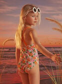 Green one-piece swimsuit with floral print KLUFLOETTE / 24E4PFG4D4K607