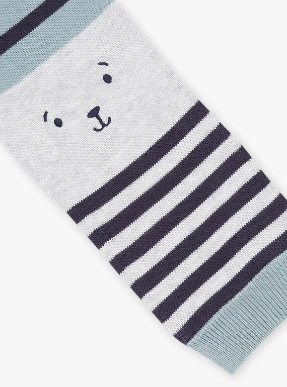 Heather grey scarf with stripes print FILUDO / 23E4BG51ECH614