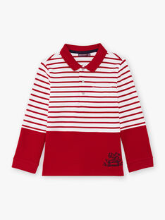 Boy's red and white striped long sleeve polo BACLOAGE / 21H3PG11POL001