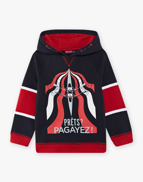 Navy blue and red hoodie with rowing motif child boy CEGLAGE / 22E3PG81SWE070