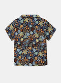 Navy blue shirt with marine animal and multicoloured leaves print KAYAEL / 24E1BGS1CHM070