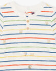 Baby boy's ecru and blue striped bodysuit TARAFAEL / 20E1BGQ1BOD001