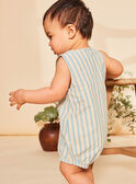 Light turquoise romper with stripes print FAVALENTIN / 23E1BGQ1BAR203