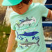 Child boy turquoise T-shirt with shark print