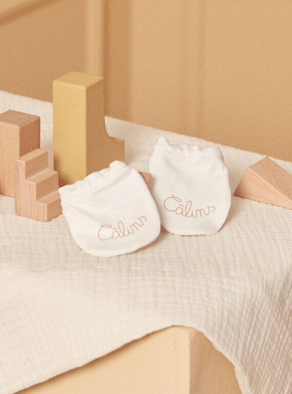 Ecru baby gloves in cotton LOU / 24H0AM11MFN001