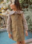 Child girl khaki green twill floral dress-salopette CECHAETTE / 22E2PFB1CHS604