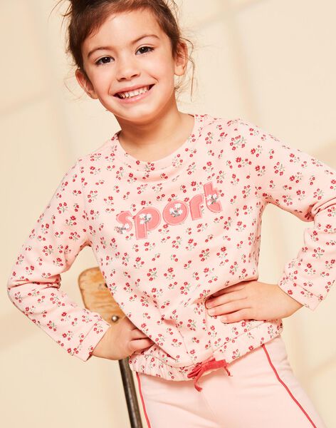 Pink sport sweatshirt with floral print FRISWETTE / 23E2PFJ1SWED300