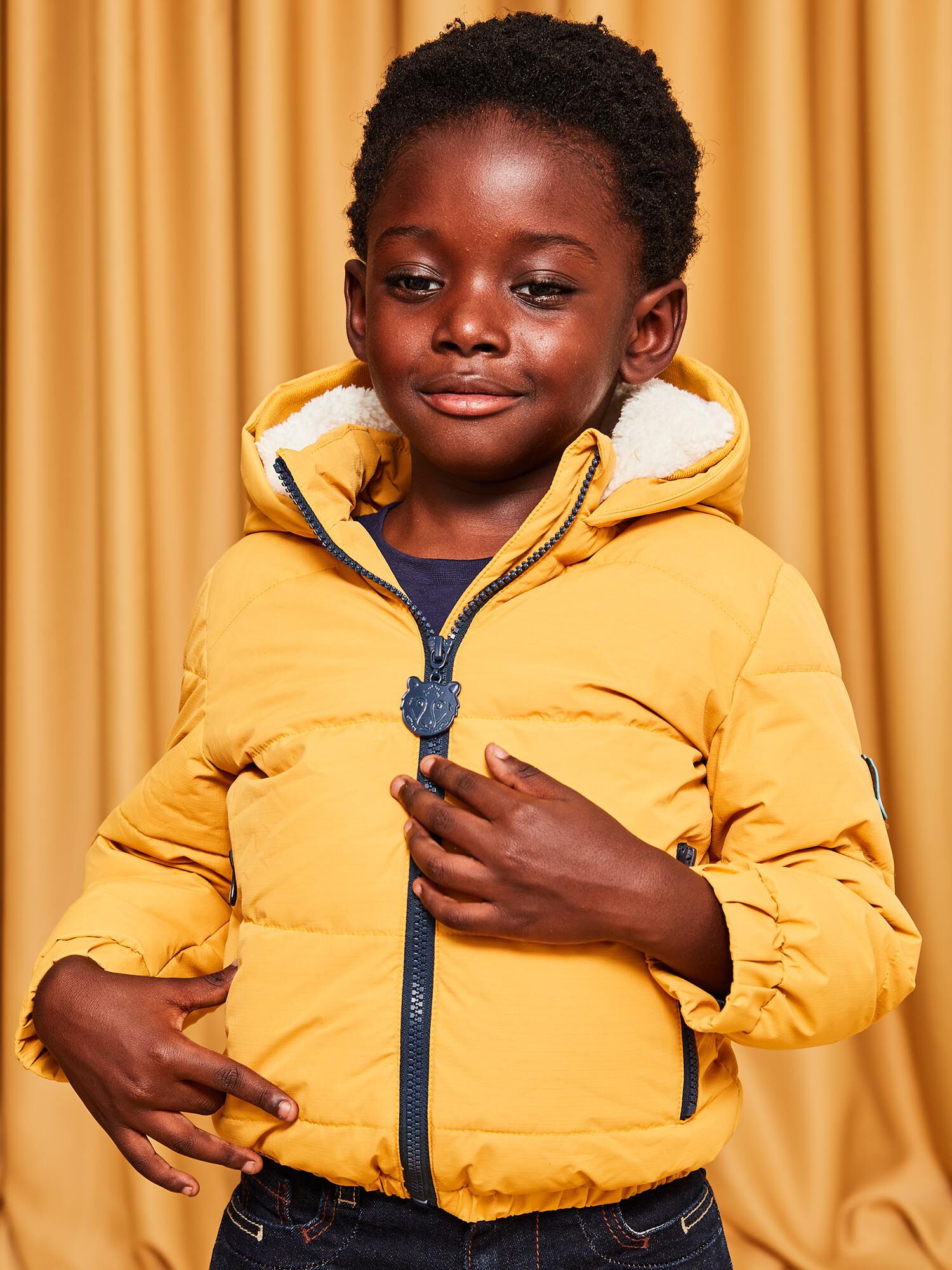 Boys yellow puffer jacket sales