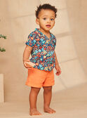 Navy blue shirt with marine animal and multicoloured leaves print KAYAEL / 24E1BGS1CHM070