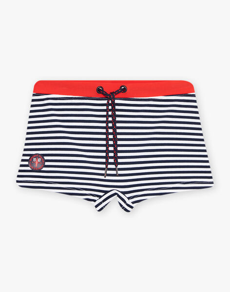 Child boy navy blue striped swim shorts CYRAYAGE / 22E4PGO5MAI622