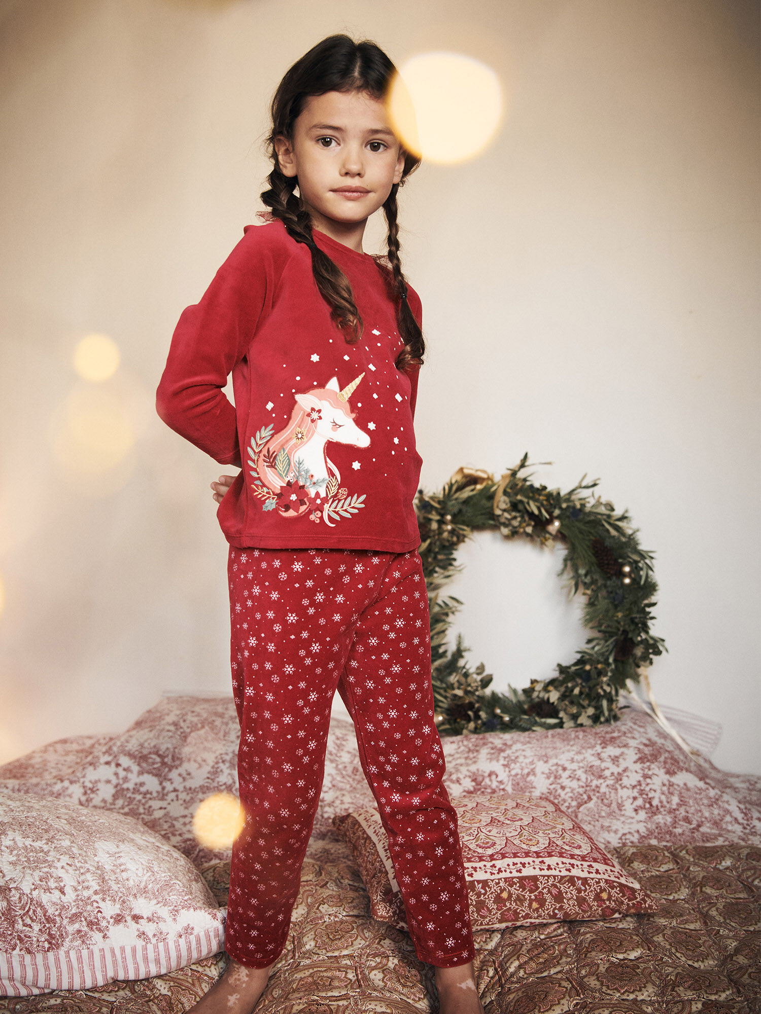 Red velvet Christmas pyjama set