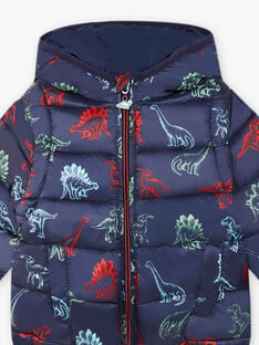 Child boy midnight blue down jacket with dinosaur print and backpack BEJIAGE1 / 21H3PGG5DTV705