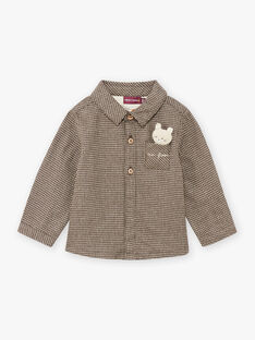 Baby boy's khaki houndstooth shirt with bear plush BASAINT / 21H1BGO1CHM814
