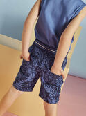 Child boy navy blue shorts with foliage print 22E3PGT3BER070
