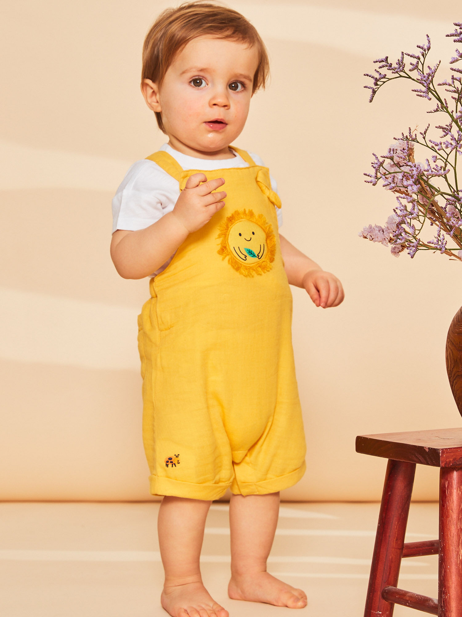 Yellow top short overalls
