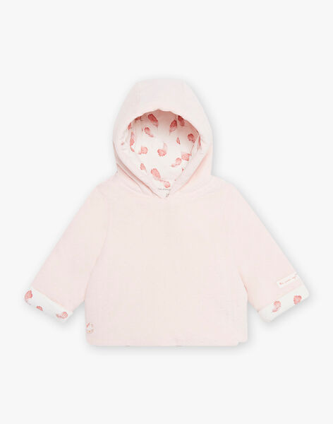 Reversible velvet jacket with pink hood baby girl 22H0CF12VES307