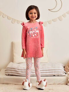 Girl's coral pink unicorn nightgown and legging set BEBOUNETTE / 21H5PF71CHN419