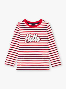 Boy's long sleeve striped T-shirt with Hello lettering BEBILAGE / 21H3PG52TML001