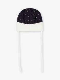 Baby girl's navy blue and white polka dot knitted hat BISILVIA / 21H4BFE1BON070