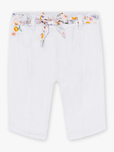 Baby girl lilac piqué pants with printed belt CYASTRID / 22E1BF11PCOH700