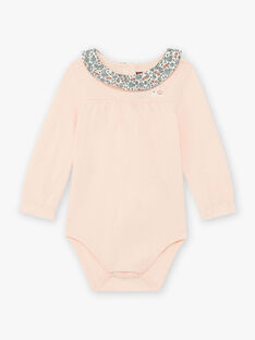Baby girl pink bodysuit with printed collar BAOLIA / 21H1BFO1BODD300