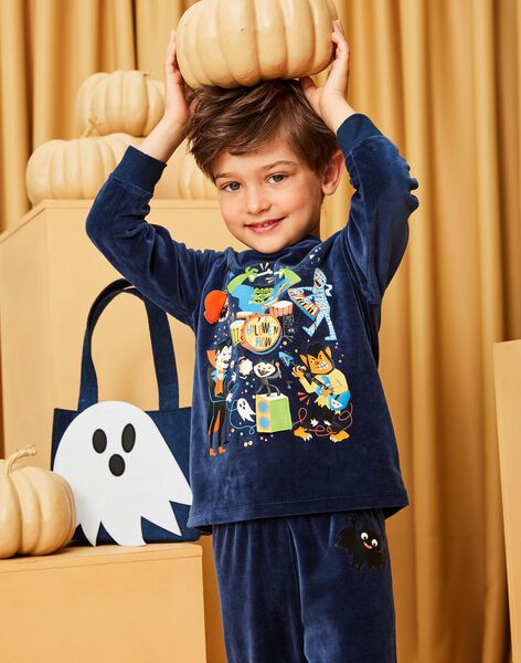 Velvet pajama set and bag with Halloween print DALOAGE / 22H5PGS1PYJ702