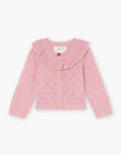 Baby girl pink knitted cardigan with ruffled collar CADIANE / 22E1BFB1CAR305
