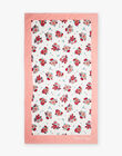 Pink and ecru terry towel with flower print child girl CLIVIETTE / 22E4PFO2SRV001