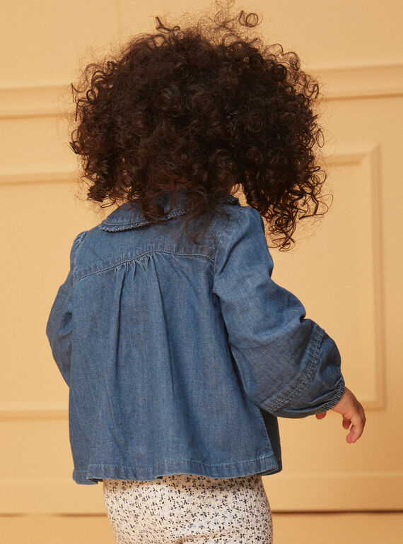 Blue denim blouse with ruffled collar LACARINE / 24H1BFJ1CHEP274