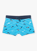 Blue striped swim trunks with orca, shark and whale print KLUMUAGE / 24E4PGG2MAI216