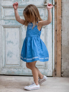Reversible lavender blue dress with floral pattern child girl ZUREVETTE / 21E2PFT1CHSC208