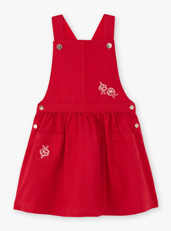 Embroidered red dungarees dress child girl BAROBETTE / 21H2PF11CHSF505