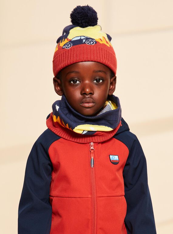 Navy blue landscape pom-pom beanie FRAVOTAGE / 23E4PG51BON506