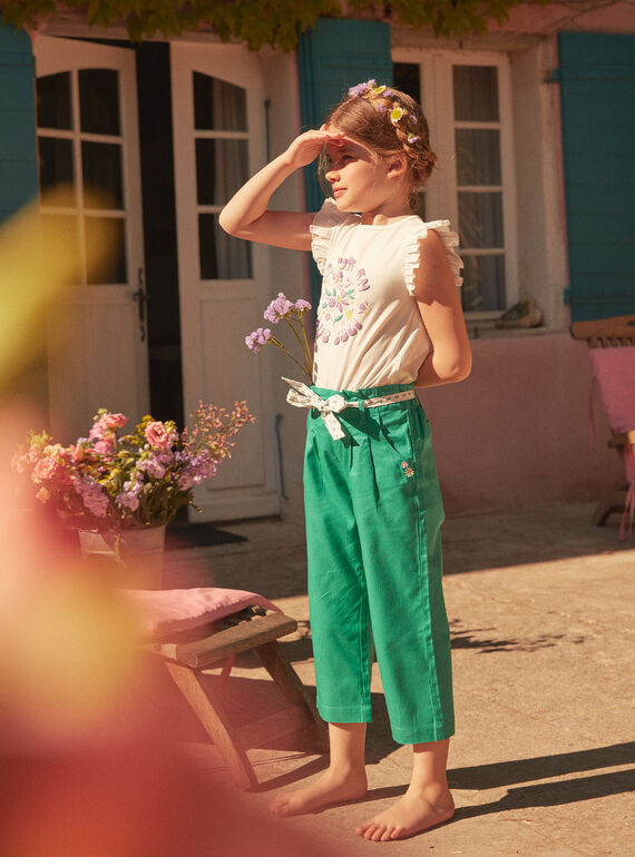 Green poplin flowing pants LAPANETTE / 24H2PFI2PANG624