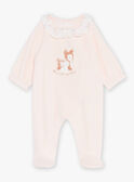 Pink velvet romper in organic cotton and recycled polyester GOELE / 23H0NFB2GRE301