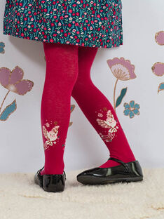 Girl's pink tights with owl print BOLOETTE / 21H4PF91COL310
