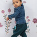 Baby boy emerald green embroidered dinosaur pants